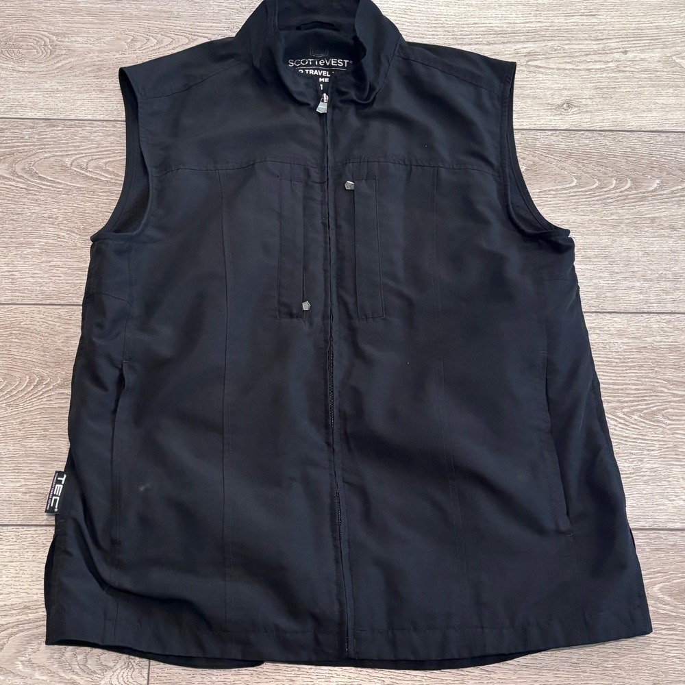 SCOTTeVEST RFID Travel Vest Mens Size M Black Multi-Pocket Tech Utility Gear